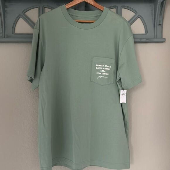 NWT Gap T Shirt Green Cotton Sunset Beach Hawaii L Front pocket Graphic - Picture 5 of 5